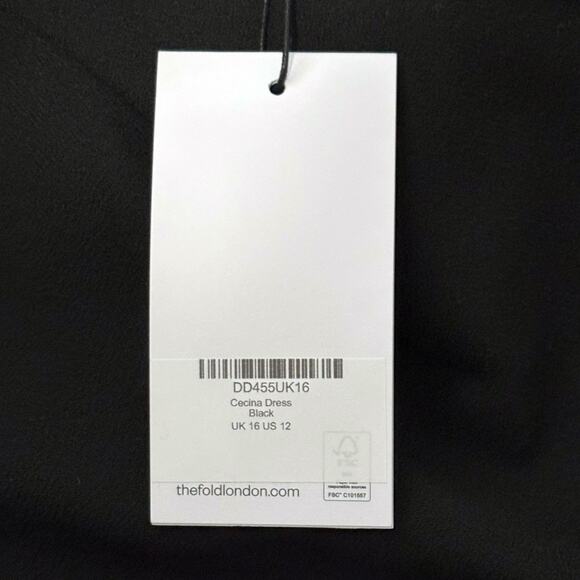 NWT The Fold Cocktail Dress - Black Short Sleeves - Midi Sheath - Size 12 - Picture 5 of 12